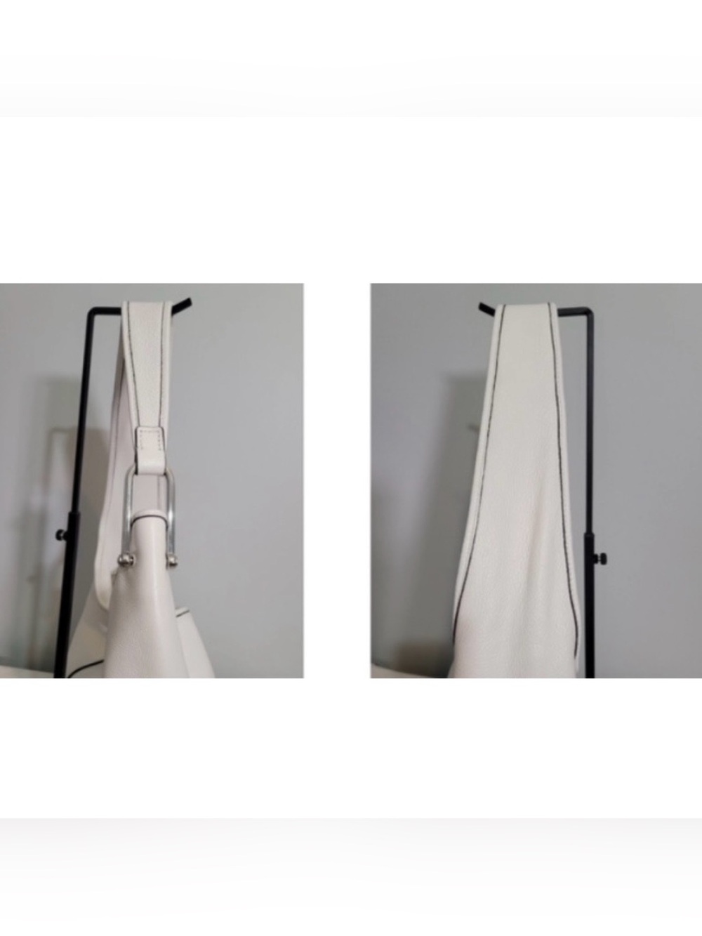 Michael Kors Hobo Shoulder Bag White Leather Silver Hardware - Picture 8 of 16